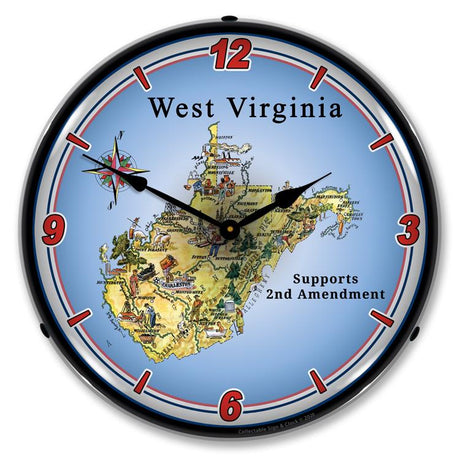West Virginia Supports the 2nd Amendment LED Clock-LED Clocks-Grease Monkey Garage