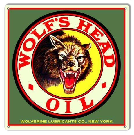 Wolf's Head Oil Metal Sign-Metal Signs-Grease Monkey Garage