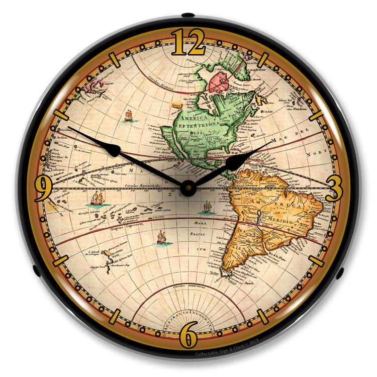 World Map 1730 LED Clock-LED Clocks-Grease Monkey Garage