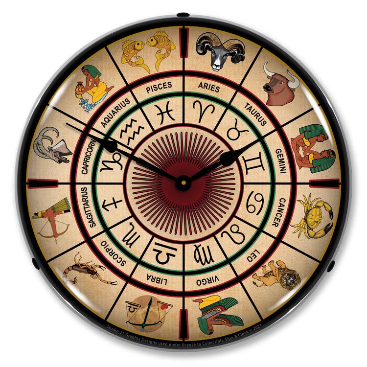 Zodiac Chart 1 LED Clock-LED Clocks-Grease Monkey Garage