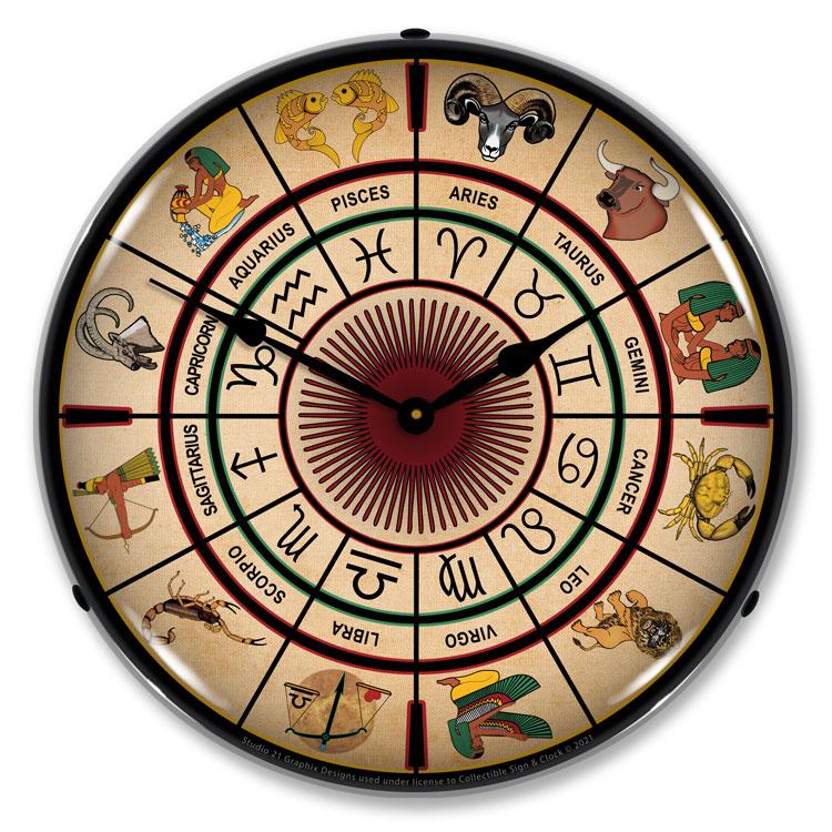 Zodiac Chart 1 LED Clock-LED Clocks-Grease Monkey Garage